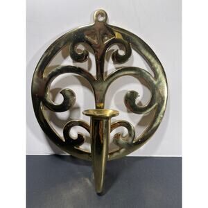 Vintage Virginia Metalcrafters Brass Wall Sconce Single Candle Tree of Life